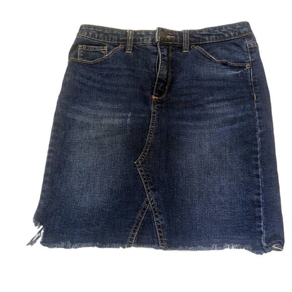 Universal Threads Skirt Jean High Waist Denim Frayed Dark Blue Women's 8/29 - Picture 1 of 6